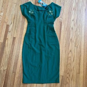 Bettie Page Rockabilly Green Wiggle Dress